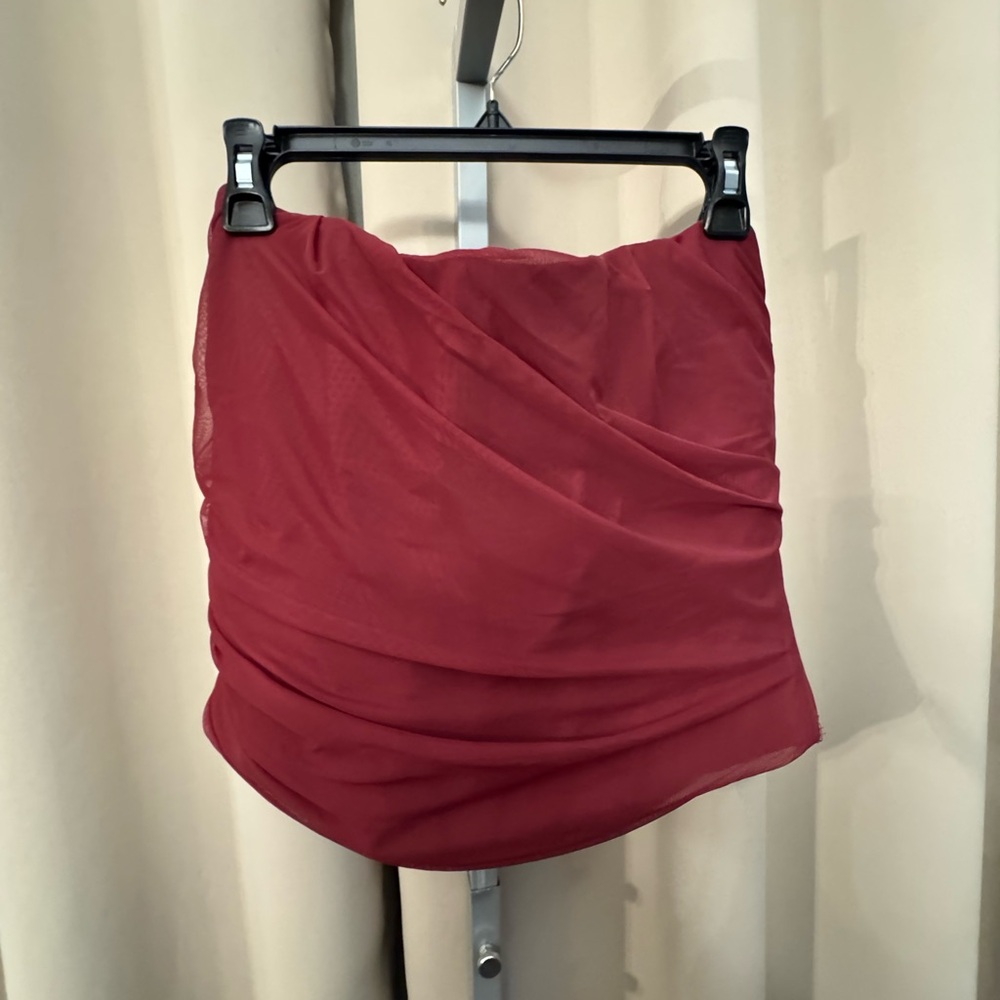 House of CB Burgundy Strapless Ruched Top